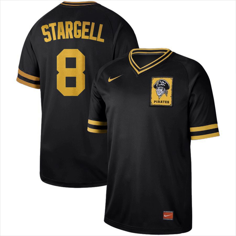 Men Pittsburgh Pirates #8 Stargell Black Nike Cooperstown Collection Legend V-Neck MLB Jersey->los angeles dodgers->MLB Jersey